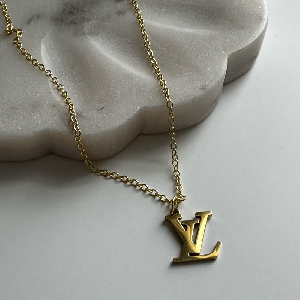 LV Louis Vuitton Gold Charm Necklace